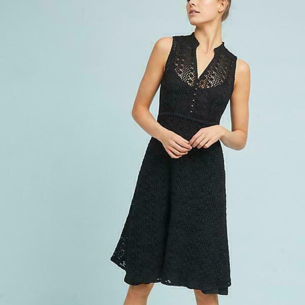 Anthropologie Meadow Rue Black Crochet Dress 4